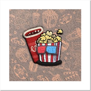 3D cinema popcorn movie night with friends Posters and Art